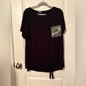 Black T-Shirt with Camouflage Pocket